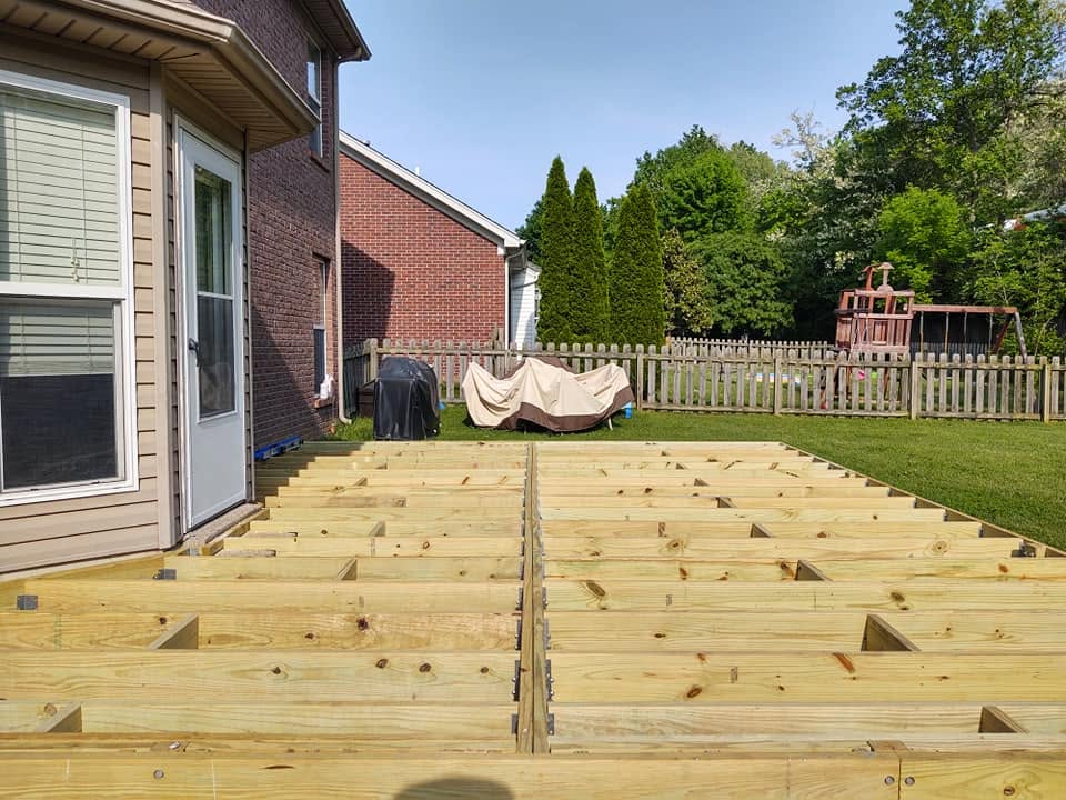 Deck framing in progress